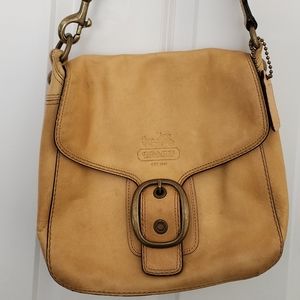 Coach Bleecker Tan Leather Buckle Shoulder Bag  Vintage Rare